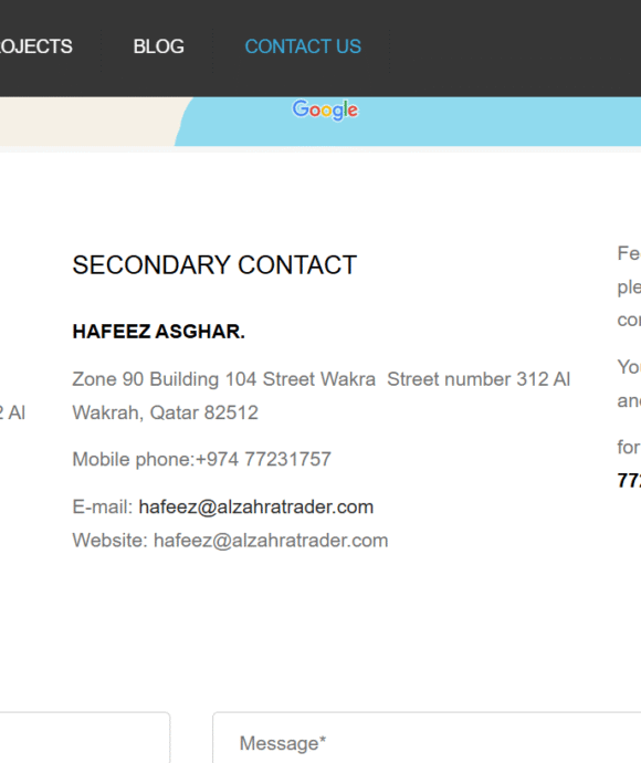 AL ZAHRA website development 9 Contact Us