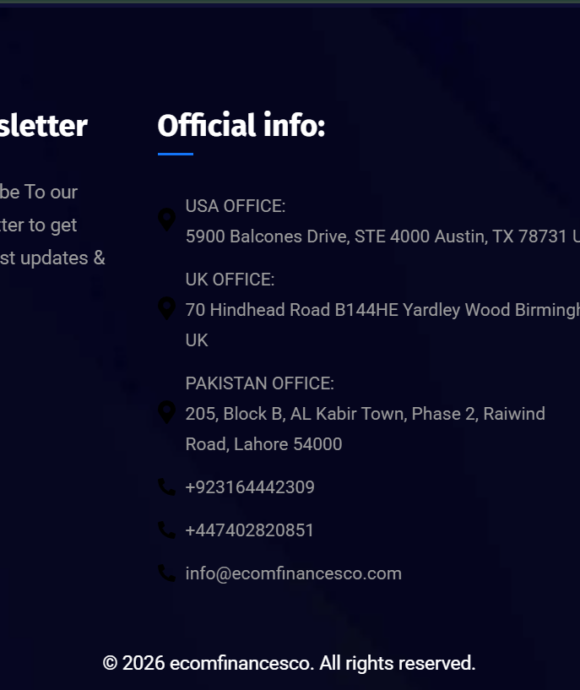 Ecom Finances Company website development 9 Contact Us