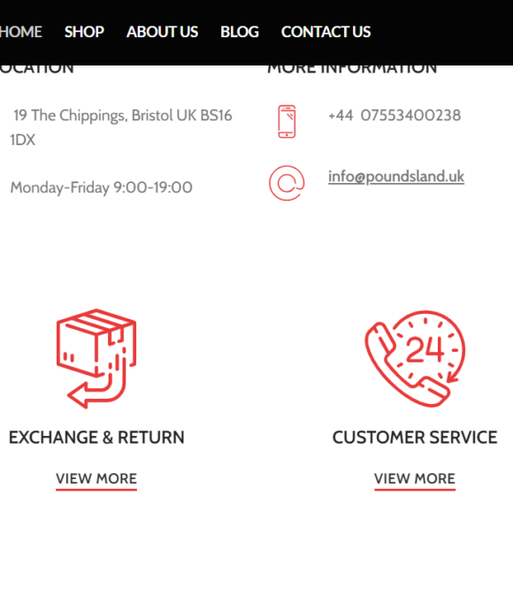 Pounds Land Limited website development 9 Contact Us